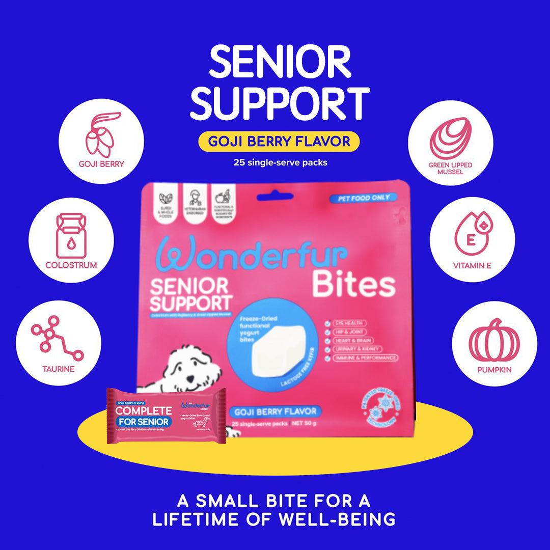 senior dog treats and senior dog supplements - Wonderfur bites senior support