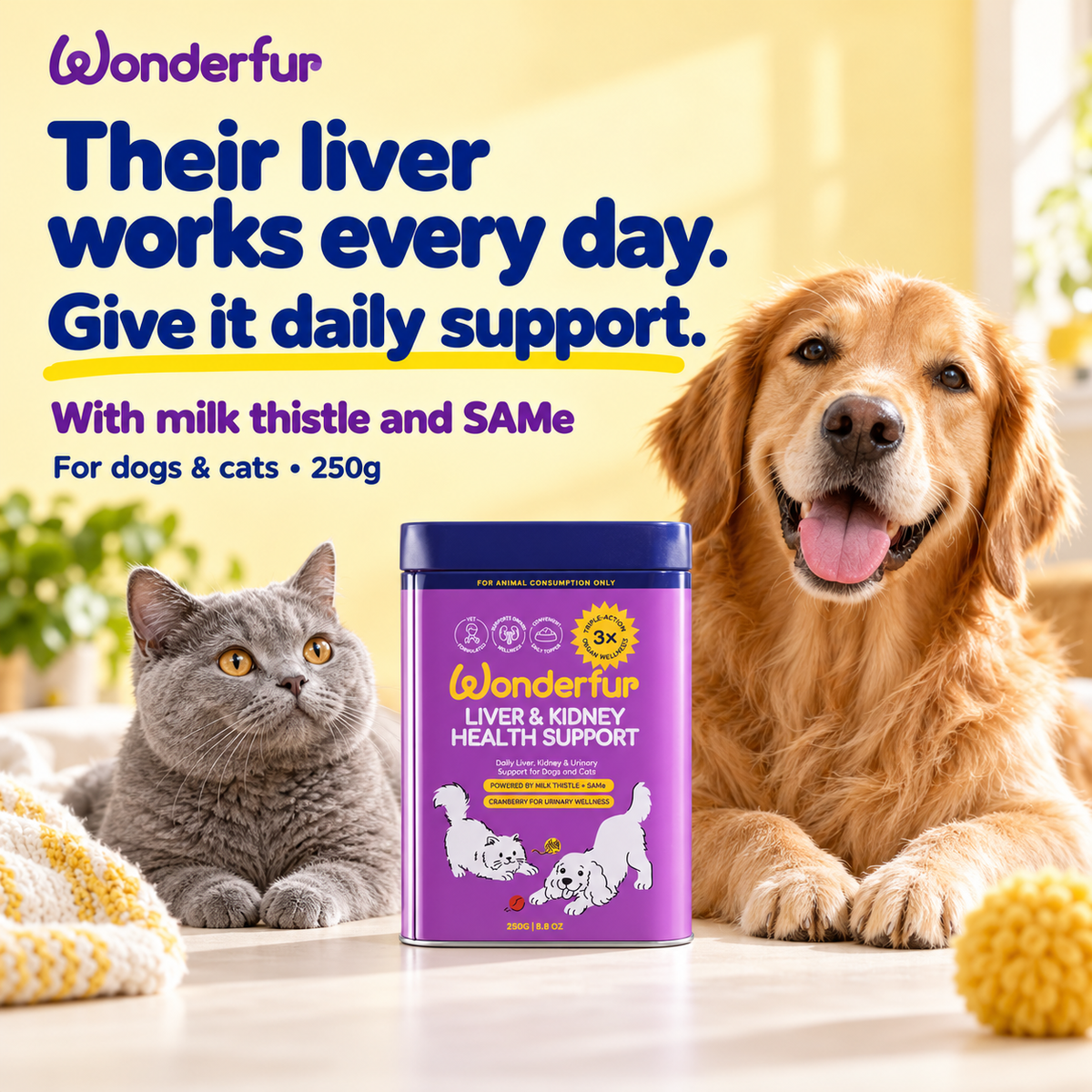 Wonderfur Liver & Kidney Health Powder for Dogs & Cats  250g